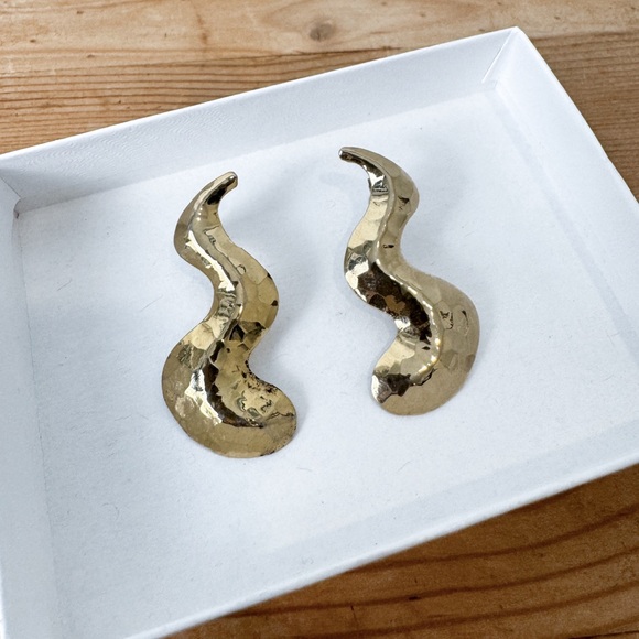 Gold Squiggle Earrings - Picture 3 of 6